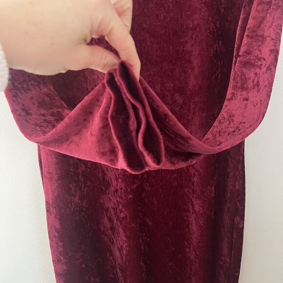 Vintage Petite Jazzy Women’s Crushed‎ Velvet Midi Dress 3/4 Sleeves Red Size 14 - Picture 5 of 6